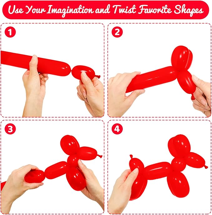 100Pcs Red 260 Balloons, Long Balloon - Image 4
