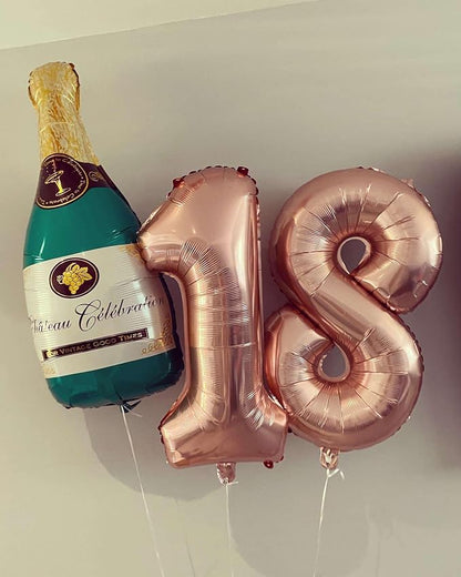 Rose Gold 18 Number Balloons, 40 Inch Giant Number 18 Balloons Foil Mylar - Image 5