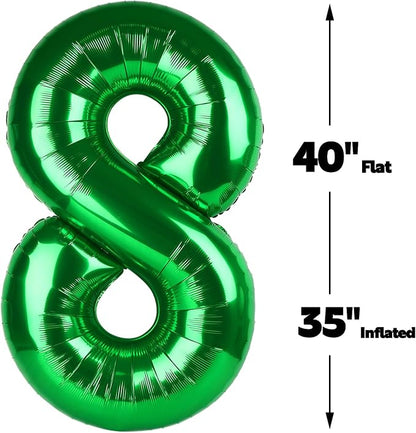 Green Number 8 Balloon 40 inch, Balloon numbers party supplies, deco photo shoot - Image 2