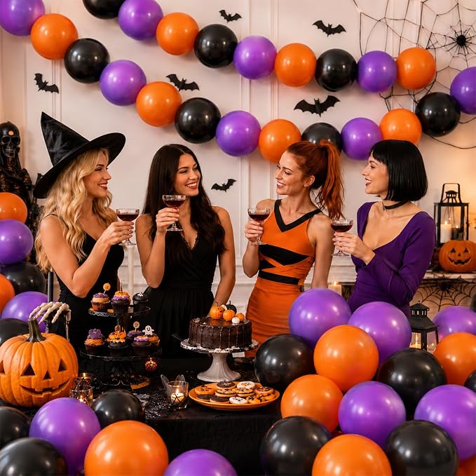Black Purple Orange Link Balloons, Linking Balloons - Image 5