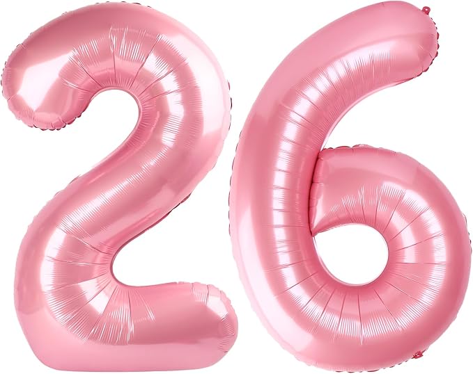 Large Number Balloons 40 Inch Pink 26 Balloon by Mluchee