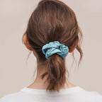 LILYSILK Silk Hair Scrunchies/Ties for Frizz & Breakage Prevention, 100% Mulberry, No Damage, Elastic ponytail Holders, 1Pc, Blue Haze