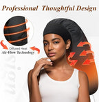 Heated Cap for Deep Conditioning: Upgraded Extra Large 10-Level Fast Heating 3 Time Settings Hair Steamer Cap for Natural Black Hair Portable Thermal Steam Cap for Home Hair Treatment - Black