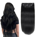 XDhair Clip in Hair Extensions Human Hair 120g 18Inch Black Clip Remy in Hair Extensions 6Pcs Straight Real Hair for Women (#1,18Inch)