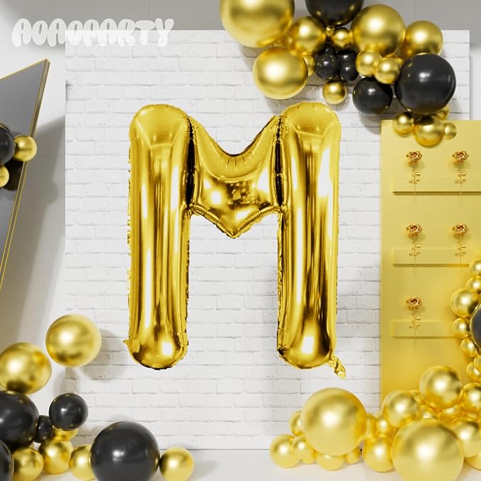 Letter Balloons Gold 40 Inch M Large Giant Big Foil Mylar Balloon | - Image 4