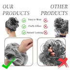 Large Messy Bun Hair Piece Curly Synthetic Extensions Scrunchies Fake Chignon Updo Hairpieces for Women Light Gray