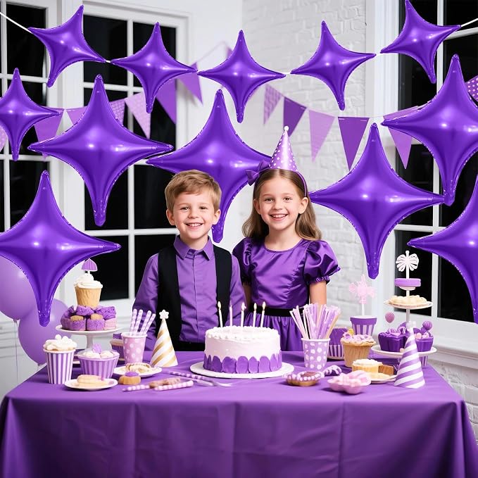 Purple Star Balloons, 26Inch and 10Inch Purple Quadrangle Helium Balloon - Image 4