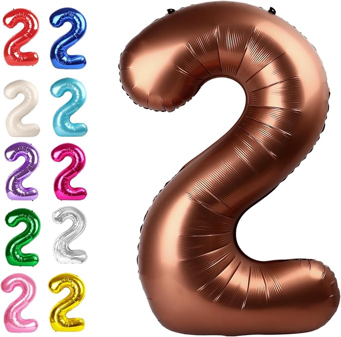 Dark Brown Number 2 Balloon 40 inch, 2nd Birthday Party Balloons Decorations | by Upgesy