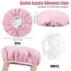 2 Pcs Heat Cap for Deep Conditioning, Conditioning Cap Made of Aluminum Foil with 100pcs Disposable Plastic Caps, Portable Thermal Hair Steam Caps for Home and Salon Use Hair Dyeing