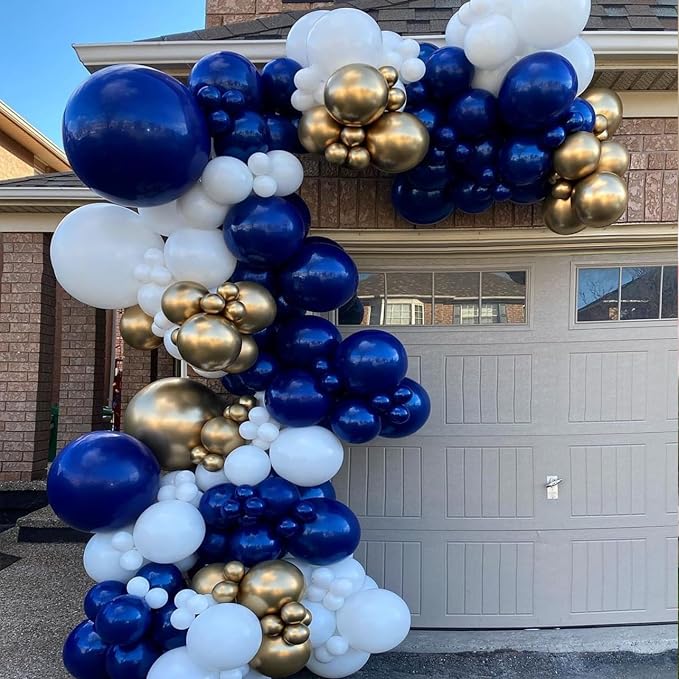 Blue and Gold Balloons Arch Garland Kit, Anniversary Party Decorations | 134pcs - Image 7