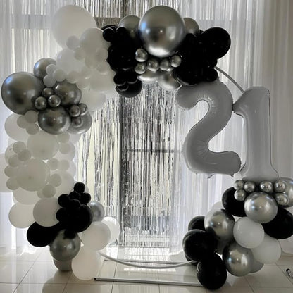 Black and Silver Balloons, Baby Shower, and Silver Theme Party Decoration - Image 4