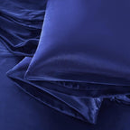 Aormenzy Satin Pillow Cases for Women King Size Set of 2, Navy Blue Satin Pillowcase for Hair with Envelope Closure Silky Pillow Covers Wrinkle, Fade Resistant (20x40 Inches)
