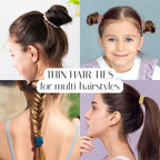 OLESILK Silk Hair Ties for Women: 100% Mulberry Skinny Silk Scrunchies, Soft Smooth No Damage No Crease for Thin Fine Curly Hair 5 Pack, Dark