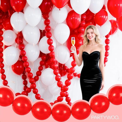 PartyWoo Red Linking Balloons 100pcs 6 Inch Red Link Balloons | - Image 3