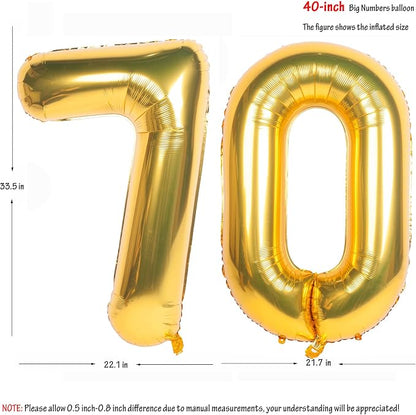 40 Inch gold Number Balloons 70 Helium Foil Mylar Balloon | Birthday Party - Image 2