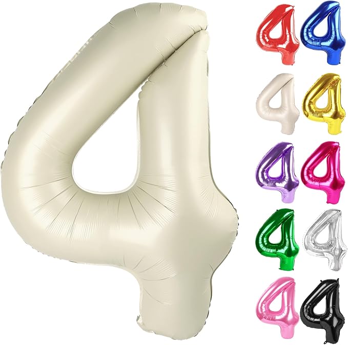 Cream Number 4 Balloon 40 Inch by IWERP