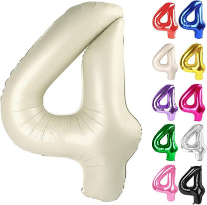 Cream Number 4 Balloon 40 Inch by IWERP