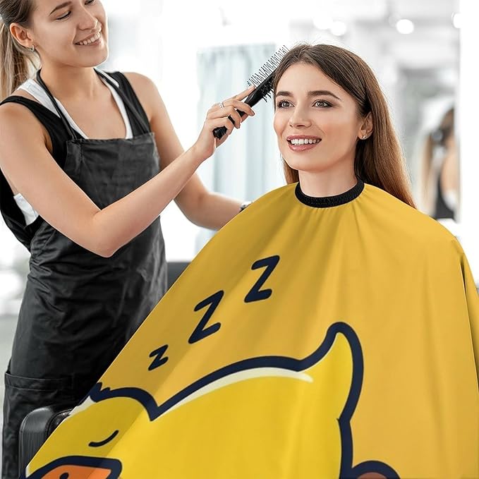 Men's Soft Hair Cutting Cape with Adjustable Closure Barber Cape Cute Lazy Duck Yellow