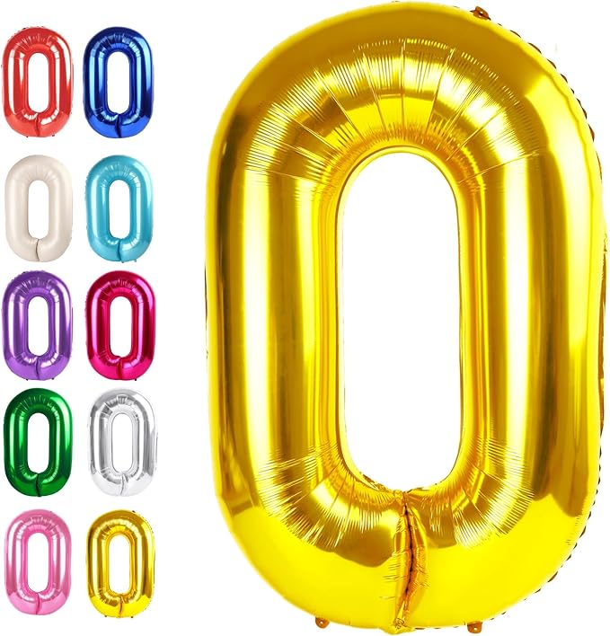Gold Number 0 Balloon 40 inch, Balloon numbers party supplies, deco photo shoot by Upgesy