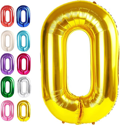 Gold Number 0 Balloon 40 inch, Balloon numbers party supplies, deco photo shoot by Upgesy