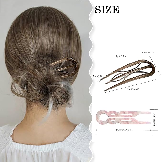 6PCS French Hair Pin for Women,U-Shaped French Pin Flat Hair Clips Hair Styling Pins for Thin Thick Hair,Strong Hold Hair Fork for Buns
