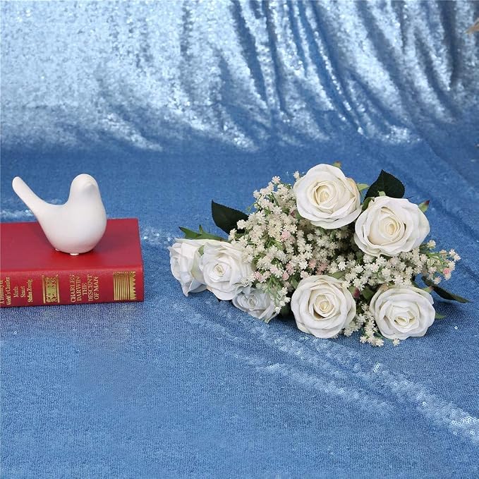 Eternal Beauty Baby Blue Sequin Backdrop Curtains, 4 Panels 2x8FT | 3mm Sparkle - Image 9