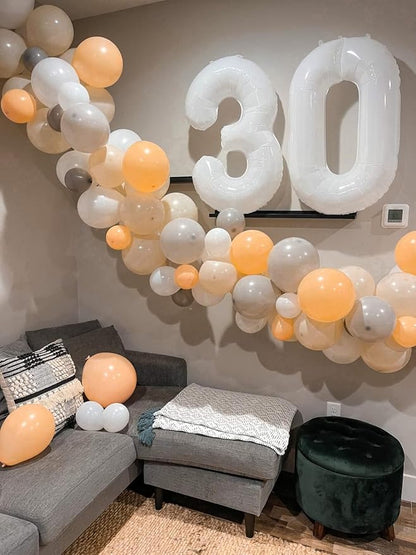 3 Balloon Numbers Birthday Decorations, 40In White Balloons - Image 4