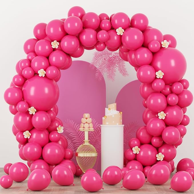 Voircoloria 90pcs Hot Pink Balloons Garland Arch Kit, 18 12 10 5 Inch | by Voircoloria