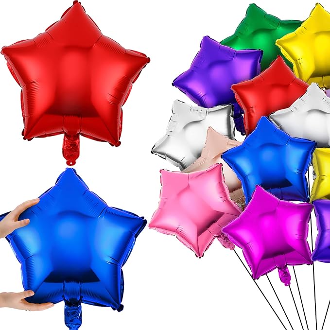 Raiten 100 Pcs 18 Inch Star Foil Balloons Large Helium Balloons Star Shaped by Raiten