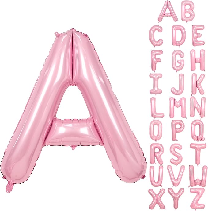 Pink Letter A Balloons, 40 Inch A Letter Balloon Light Pink, A to Z Alphabet by Adorely