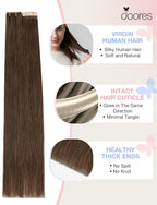 DOORES Invisi Edge Hair Extensions, Chocolate Brown 10 Injection + 10 Classic Tape-ins, 50g 20 Inch, Injection Tape in Extensions, Virgin Human Hair, Thick Ends