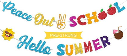 Peace Out School Hello Summer Banner by GifloonOfficial