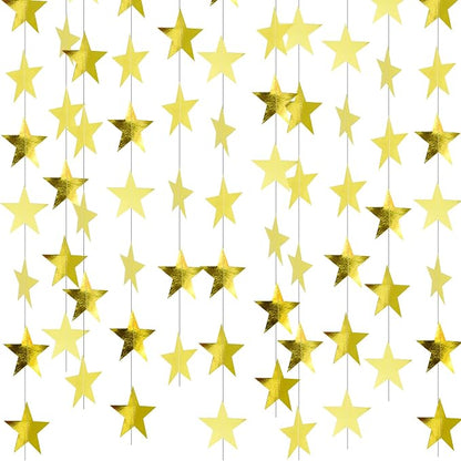 BEISHIDA Gold Glitter Star Garland Decor Twinkle Star Banner Backdrop by Beishida
