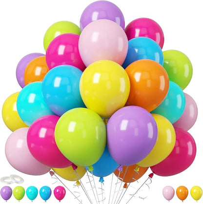 Rainbow Balloons, Hot Pink, Teal Blue, Kids Birthday Luau Beach Summer Pool by FunHot