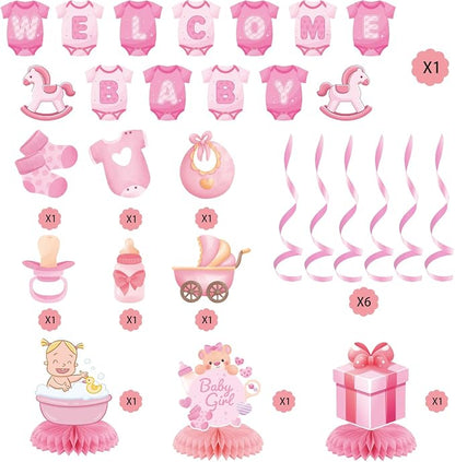 Baby Shower Decorations for Girl- Baby Shower Banner Pink Paper Welcome Baby - Image 3