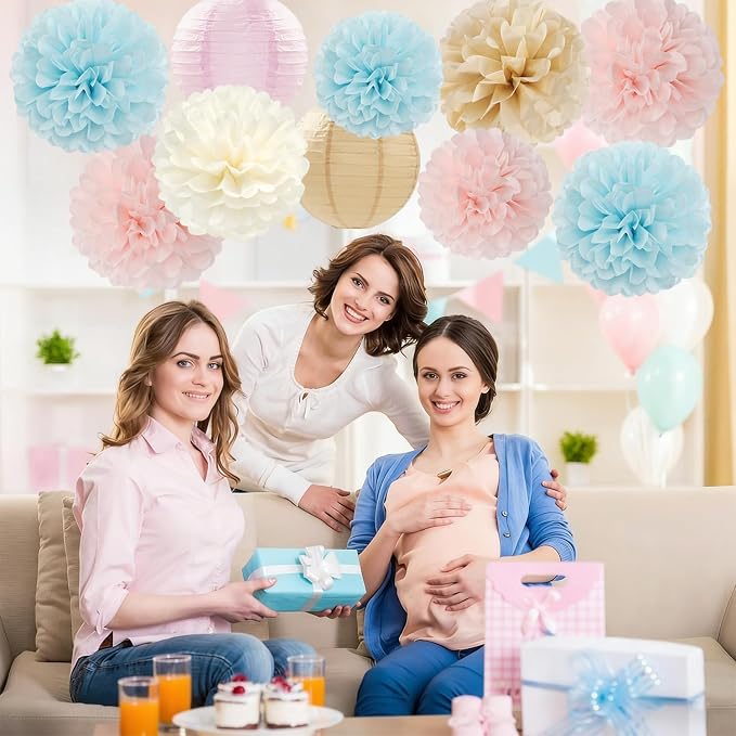 Light-Blue Pink Champagne Gender-Reveal Party-Decorations - Image 2