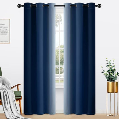 Yakamok Ombre Curtains Blue and Greyish White by Yakamok