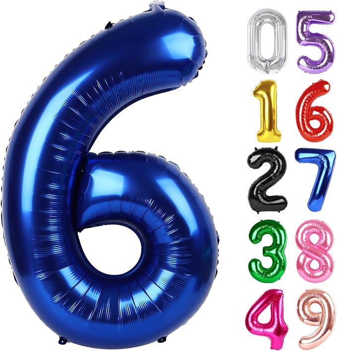 NightBlue Number 6 Balloon 40 Inch, 6th Birthday Decorations Men Women | Foil by IWERP