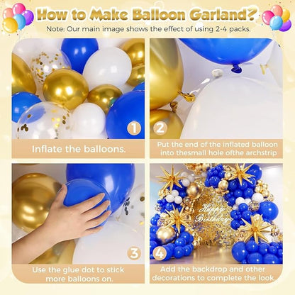 Royal Blue and Gold Graduation Balloons Garland Arch Kit 153Pcs, Graduation - Image 3