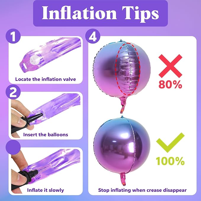 Gradient Purple Round Foil Balloons 9 pcs - Image 6