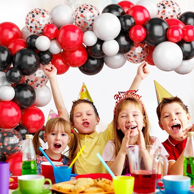 130PCS Red Black White Balloon Garland Arch Kit, 12 10 5 inch Red and Black - Image 6