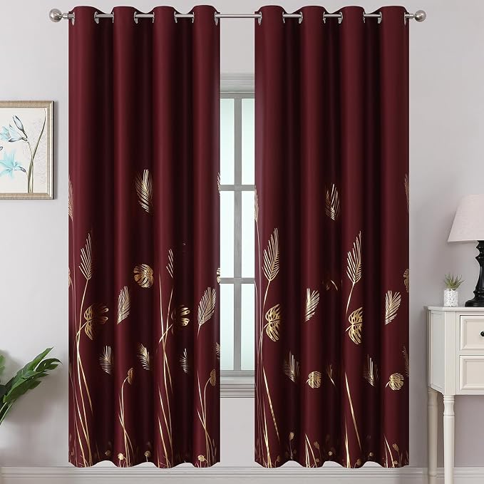Burgundy Red Room Darkening Curtains 72 Inches Long by ESTELARTEXTILER