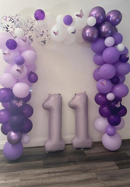 Number 1 Balloons 40 Inch for 1st 11 Birthday Decorations, Cream Purple | Jumbo - Image 4