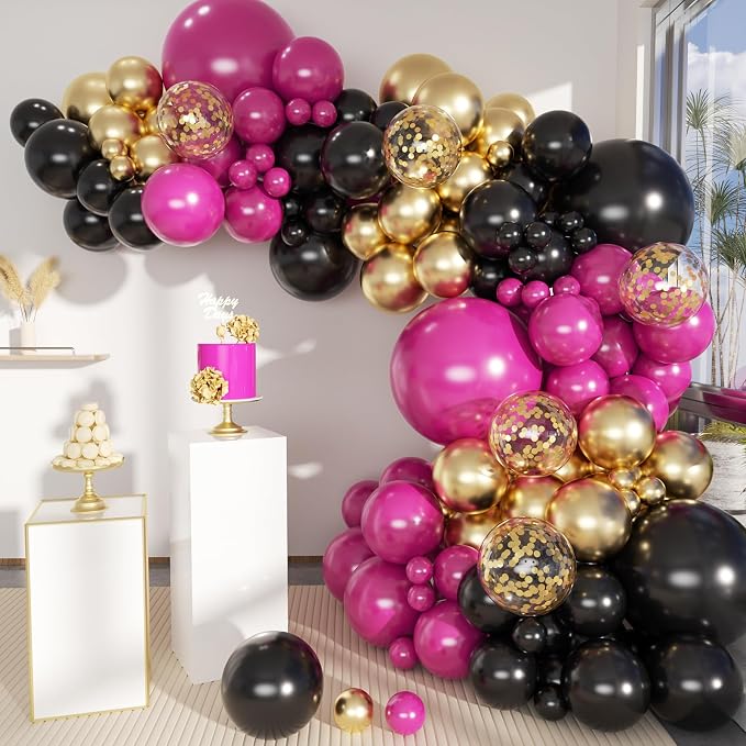 MEBAY Black Red and Gold Balloon Arch Kit by MEBAY