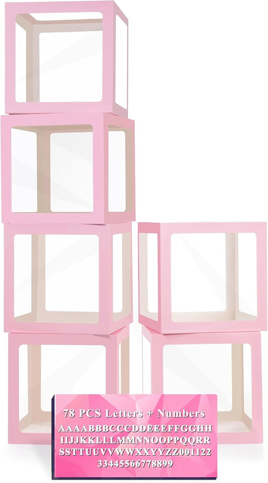 Pink Transparent Balloon Boxes, 6 Valentine's Day Baby Boxes by Lovelite
