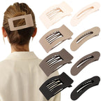 Velscrun Flat Hair Clips for Women Girls, 2 Styles 8 Pcs Lay Flat Claw Clips, Strong Hold French Duck Billed Large Side Hair Jaw Clip for All Hair Types, Fashion Trendy Hair Accessories Brown