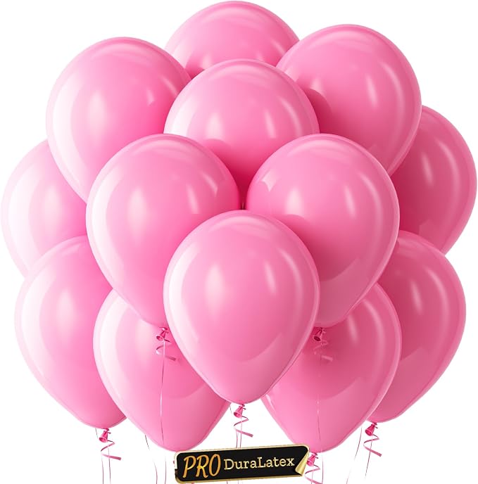 Pro Duralatex Pink Extra-Thick Balloons 100 Pack 12 inch | Pink Balloons by Bezente