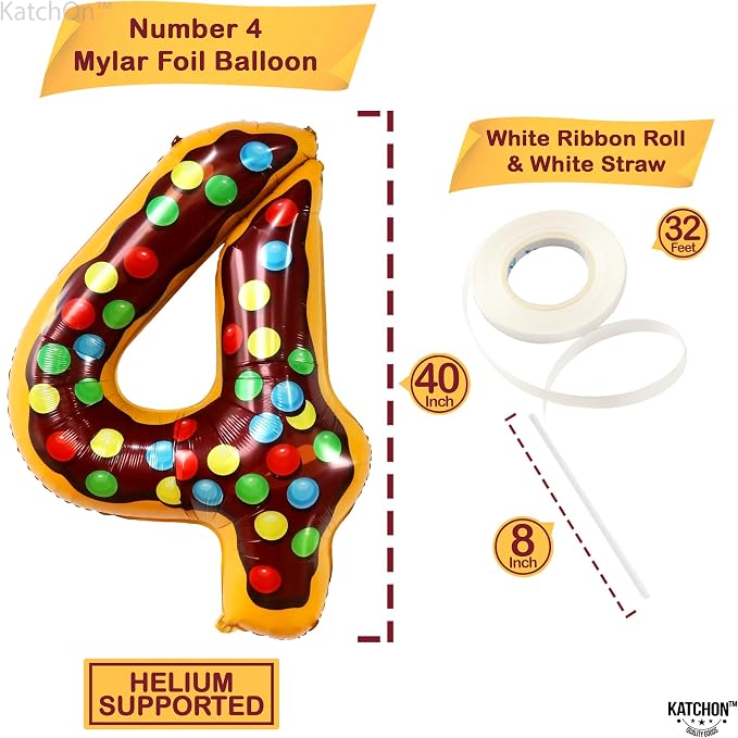 KatchOn Number 4 Balloon 40 Inch, 4 Birthday Decorations | Donut, 4 Balloon - Image 4
