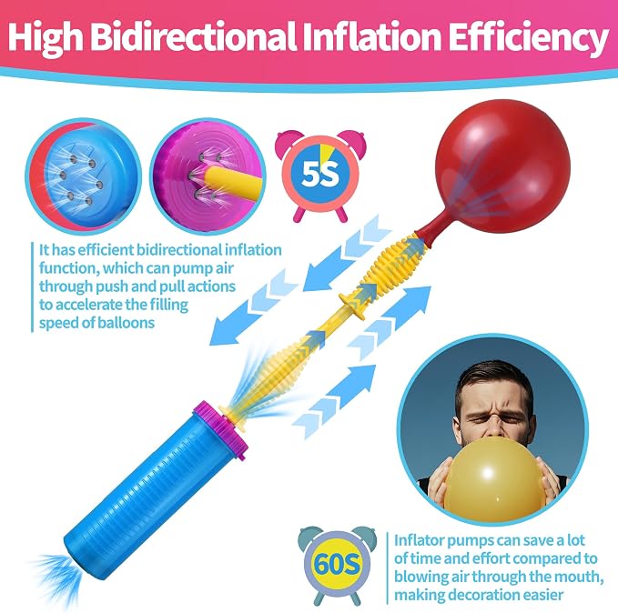 Balloon Pump Handheld Two Way Dual Action, Fast Manual Balloon Inflator - Image 3