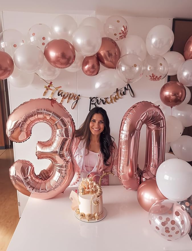 Rose Gold Balloon Garland Arch Kit, Metallic Rose Gold Pearl White and Glitter - Image 5